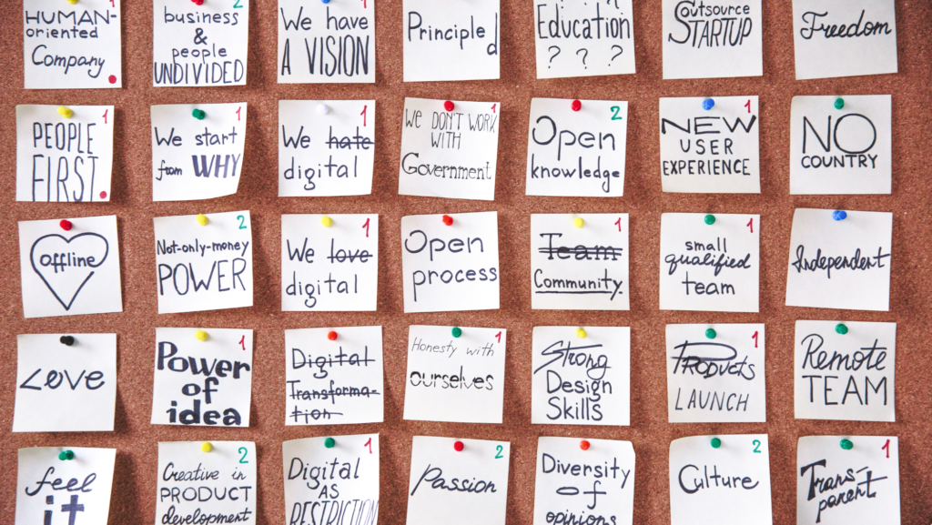 vision board illustrating purposeful living with images and words that represent personal and professional goals.